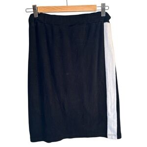 Sonia Rykiel Paris Black and White Cotton Pencil Skirt Knee-Length | size medium